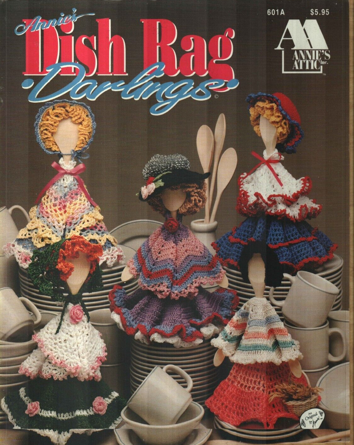ANNIE'S DISH RAG DARLINGS SPOON DOLLS 5 DESIGNS CROCHET PATTERN BOOK