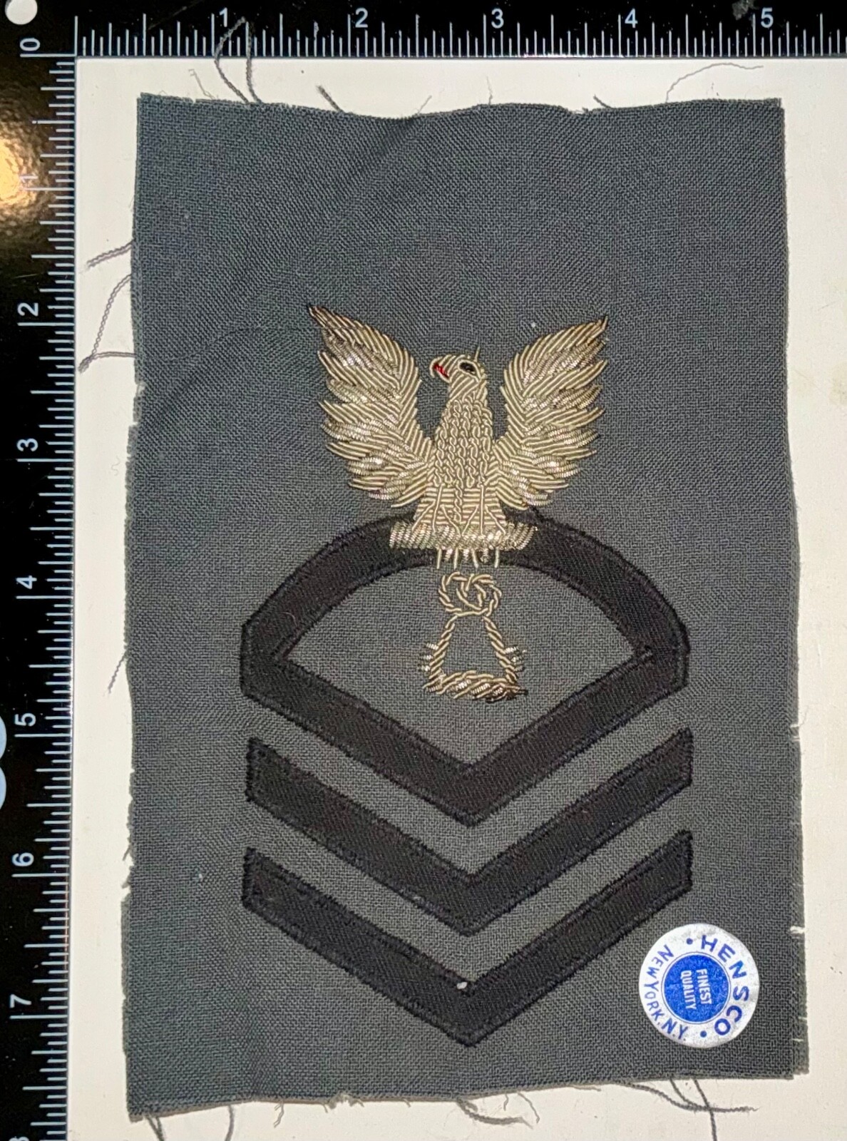 WWII GREY USN Navy Commissary Steward Chief Petty Officer CPO Rate BULLION Patch