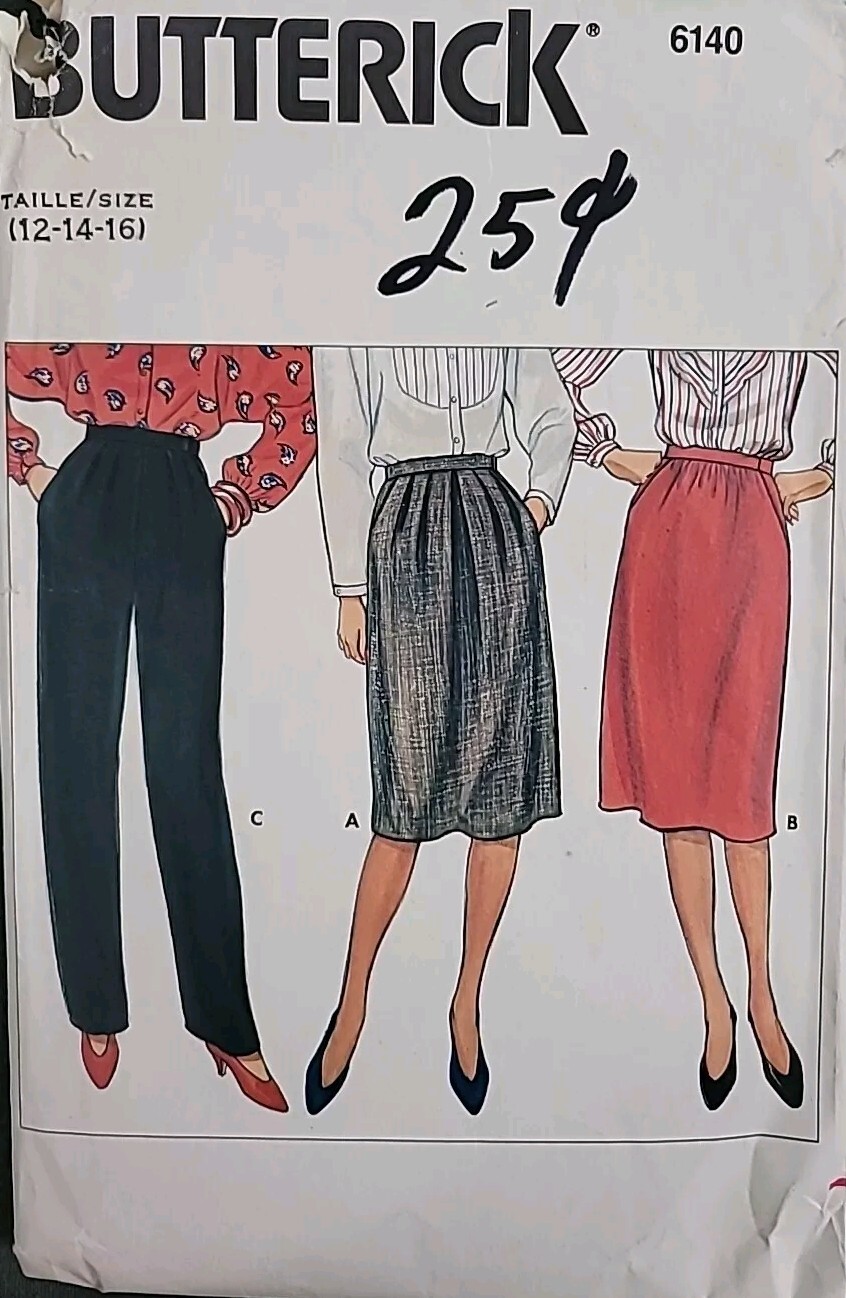6140 Butterick Sewing Pattern  Size 12 to 16 Skirt and Pant 2004