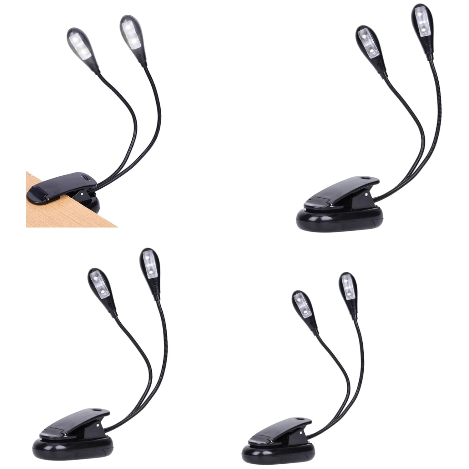 Eye-Caring Clip-On Book Lights, USB & AAA Battery Powered