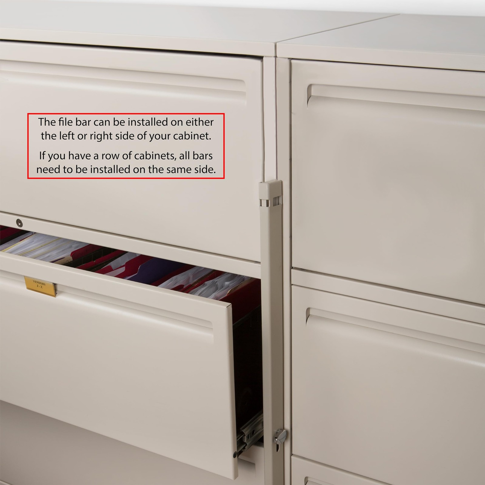 File Cabinet Locking Bar. Fits 3 Drawer File Cabinets. Includes Cobalt Drill ...