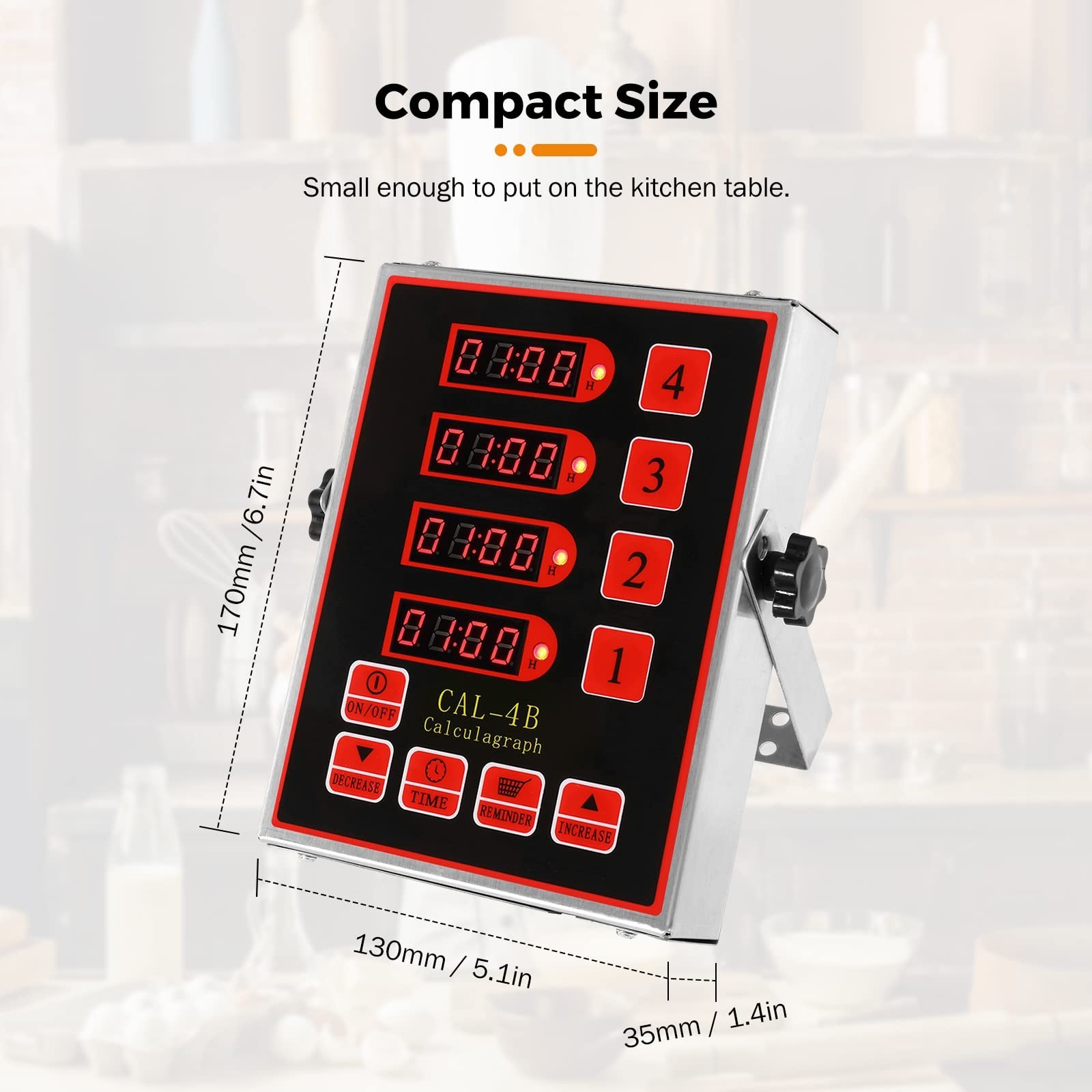 4-Channel Digital Kitchen Timer | Adjustable Loud Alarm, Waterproof, Countdown R