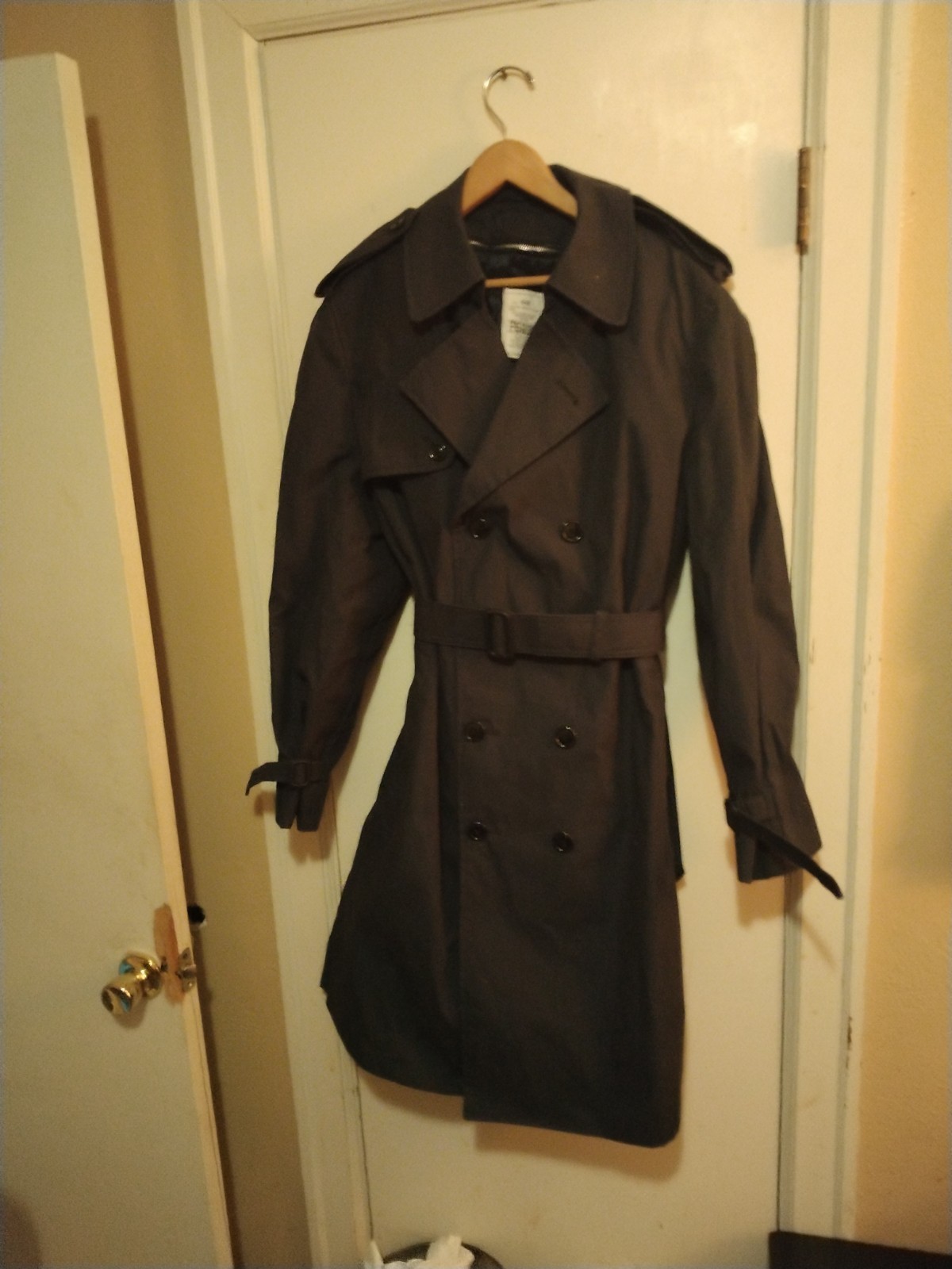 USAF U.S. AIR FORCE MEN'S ALL WEATHER OVERCOAT TRENCH BLUE COAT WITH LINER 44R