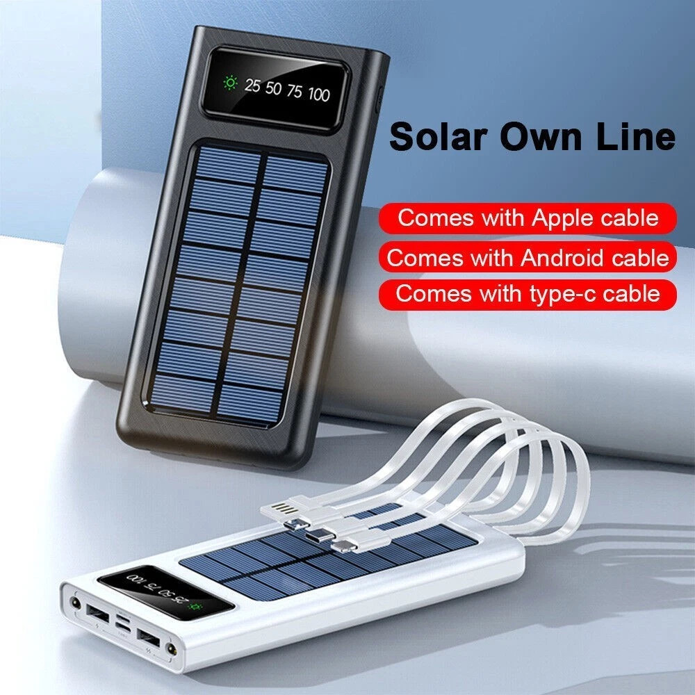 Super 400000mAh 4 USB Backup Portable Charger Solar Power Bank For Cell Phone