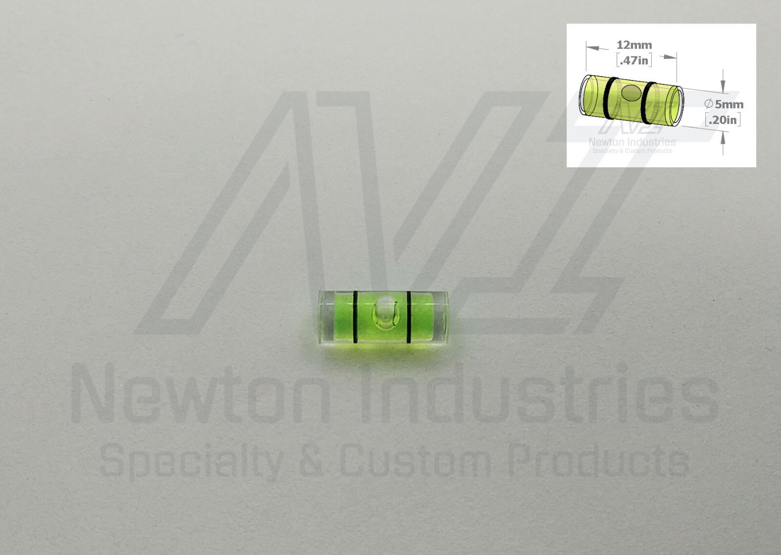 5pcs Acrylic Ø5x12mm Bubble Spirit Level Vial YlwGreen Sens: 70'/2mm 20.36mm/m