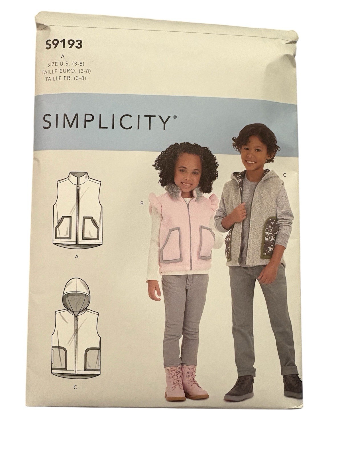 Simplicity Sewing Pattern S9193 Boys Girls Vests Jackets Size 3-8/ Uncut