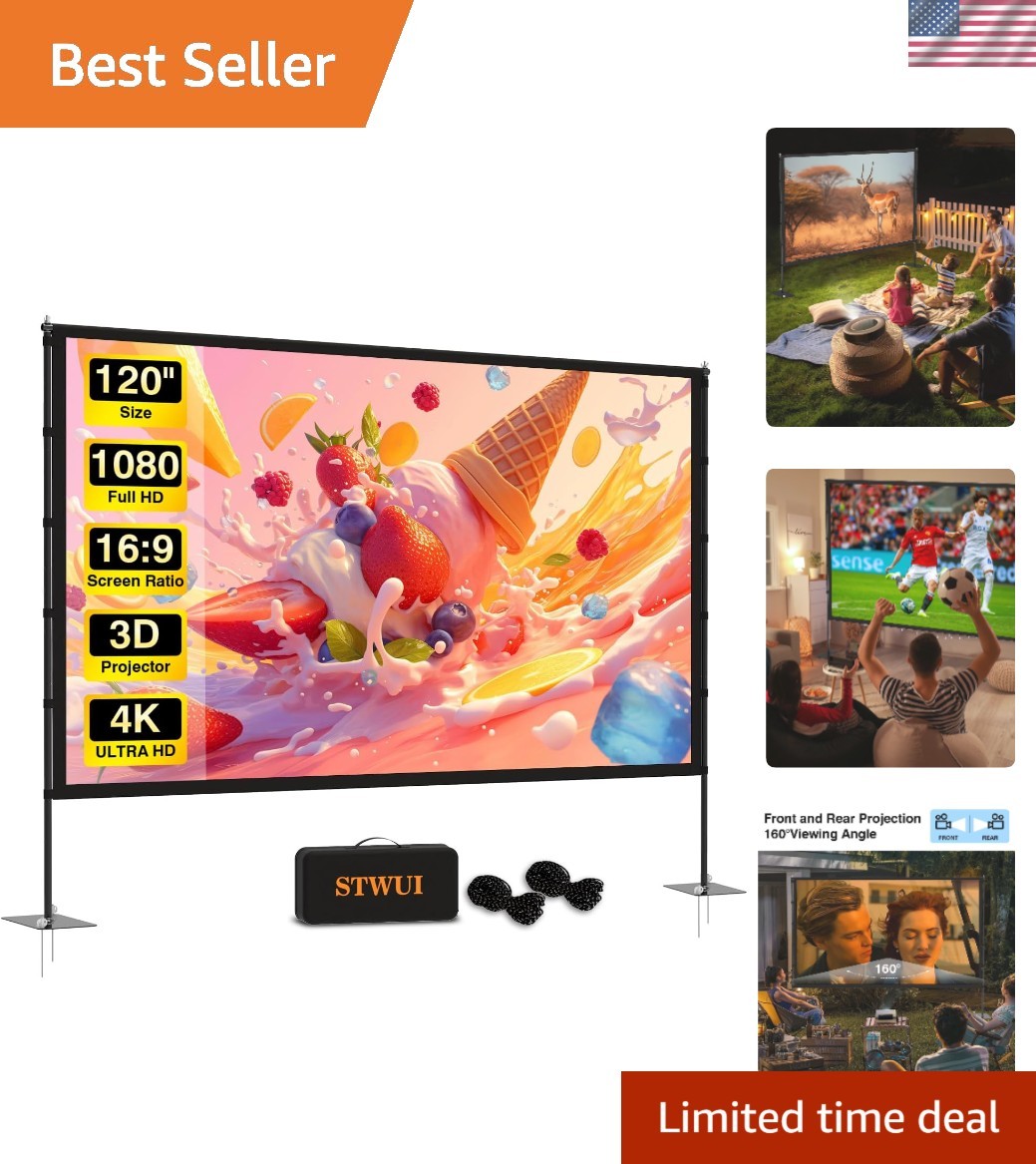 Outdoor-Projector-Screen-with-Stand - 120 inch Portable Projector Screen Indo...
