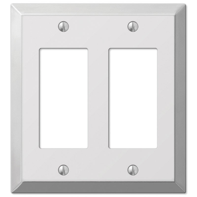 Amerelle 161RR Century Polished Chrome 2-Gang Stamped Steel Rocker Wall Plate