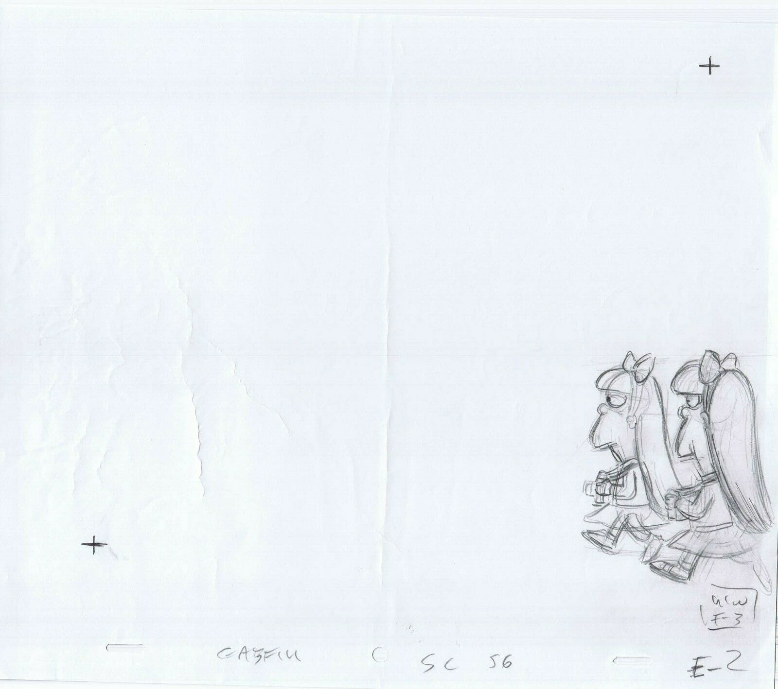 Simpsons Sherri Terri 2005 Original Art w/COA Animation Prod Pencils GABF14 E2