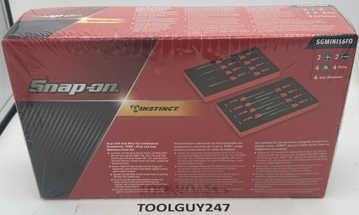 SNAP ON TOOL 16pc Mini Screwdriver TORX Picks & Seal In ORANGE foam SGMINI16F O+