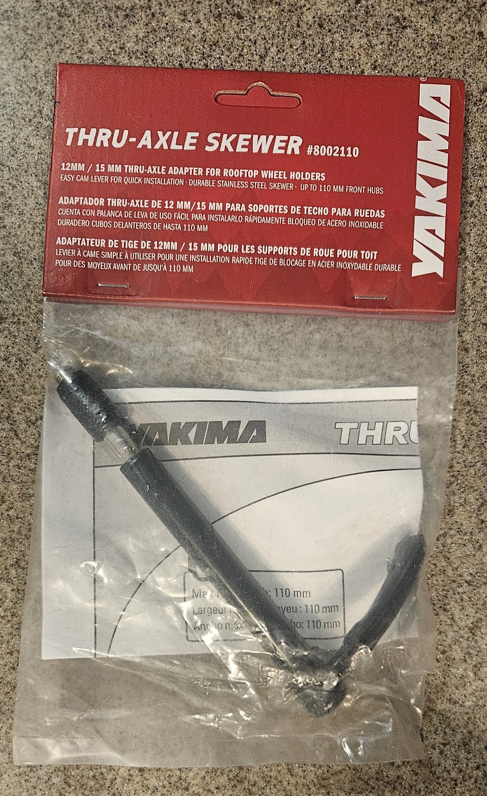 Yakima Thru Axle  Skewer 8002110 12mm-15mm New
