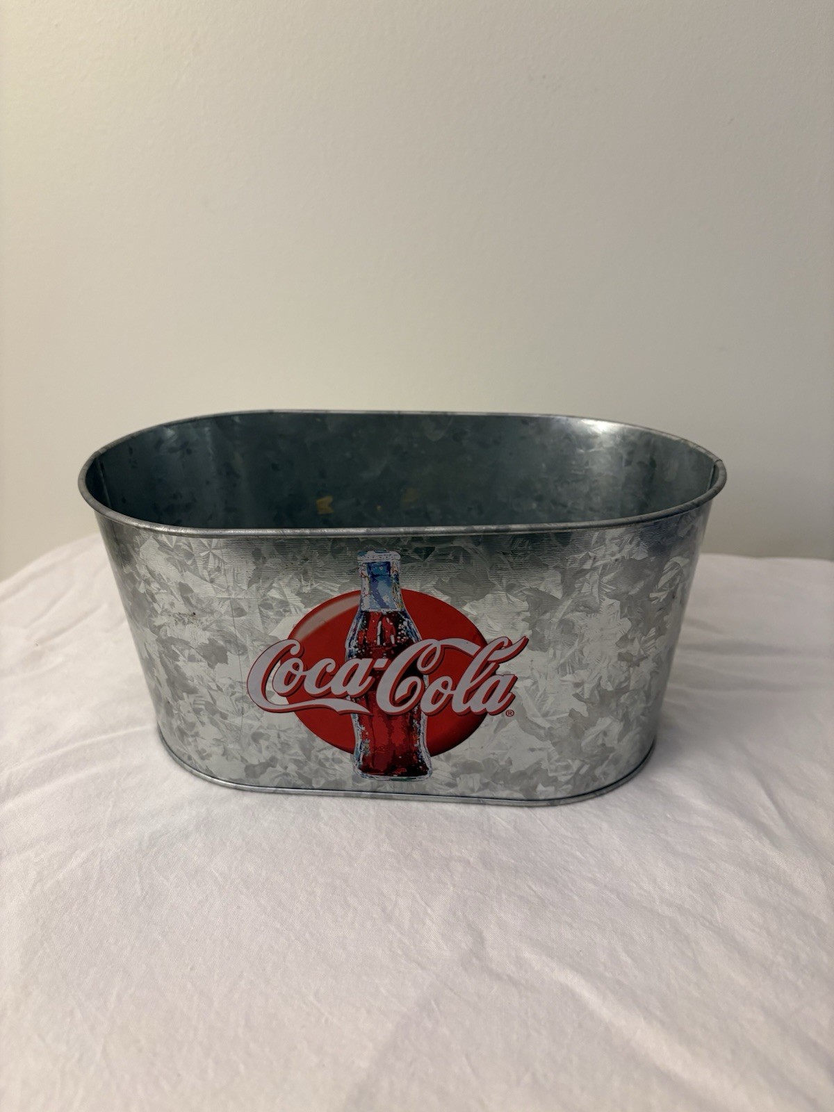 Coca-Cola Galvanized Metal Ice Bucket Beverage Tub Cold Refreshment 9x5.5x4.5