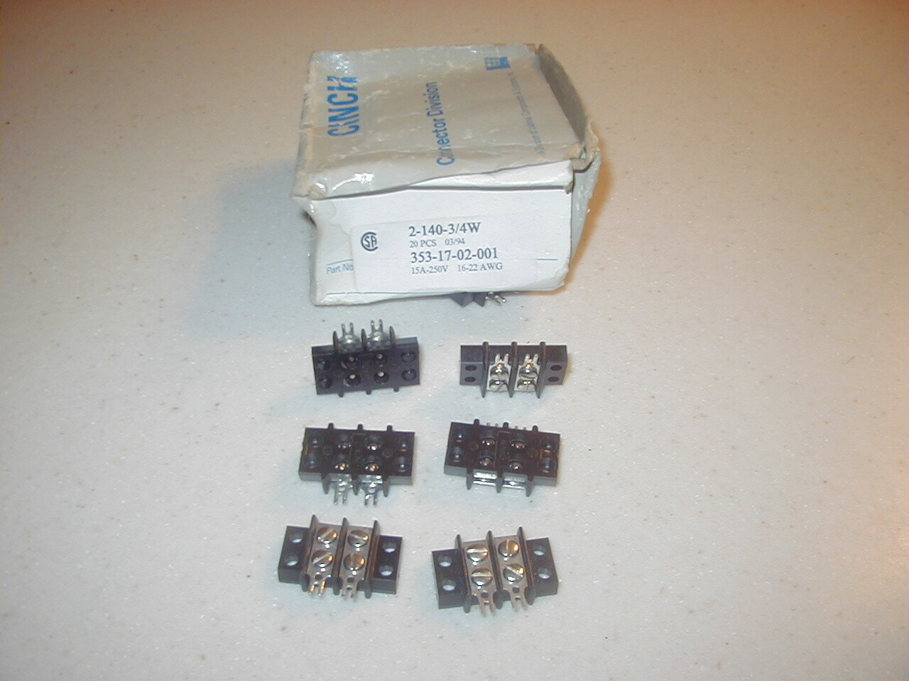 NOS Cinch 2 position Terminal strips  P/N 2-14--3/4W, 6 pieces
