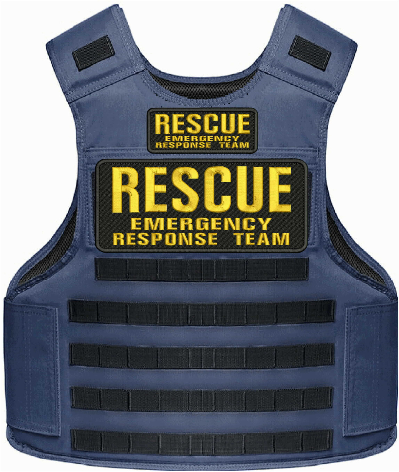 RESCUE E R TEAM 2 EMB PATCH 4X10 AND 2X5 VELCR@ ON BACK GOLD ON BLACK