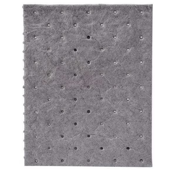 Brady Sorbent Pad, 11 gal, 7 1/2 in x 10 in, , Gray, 200 PK SRP200 Brady SRP200