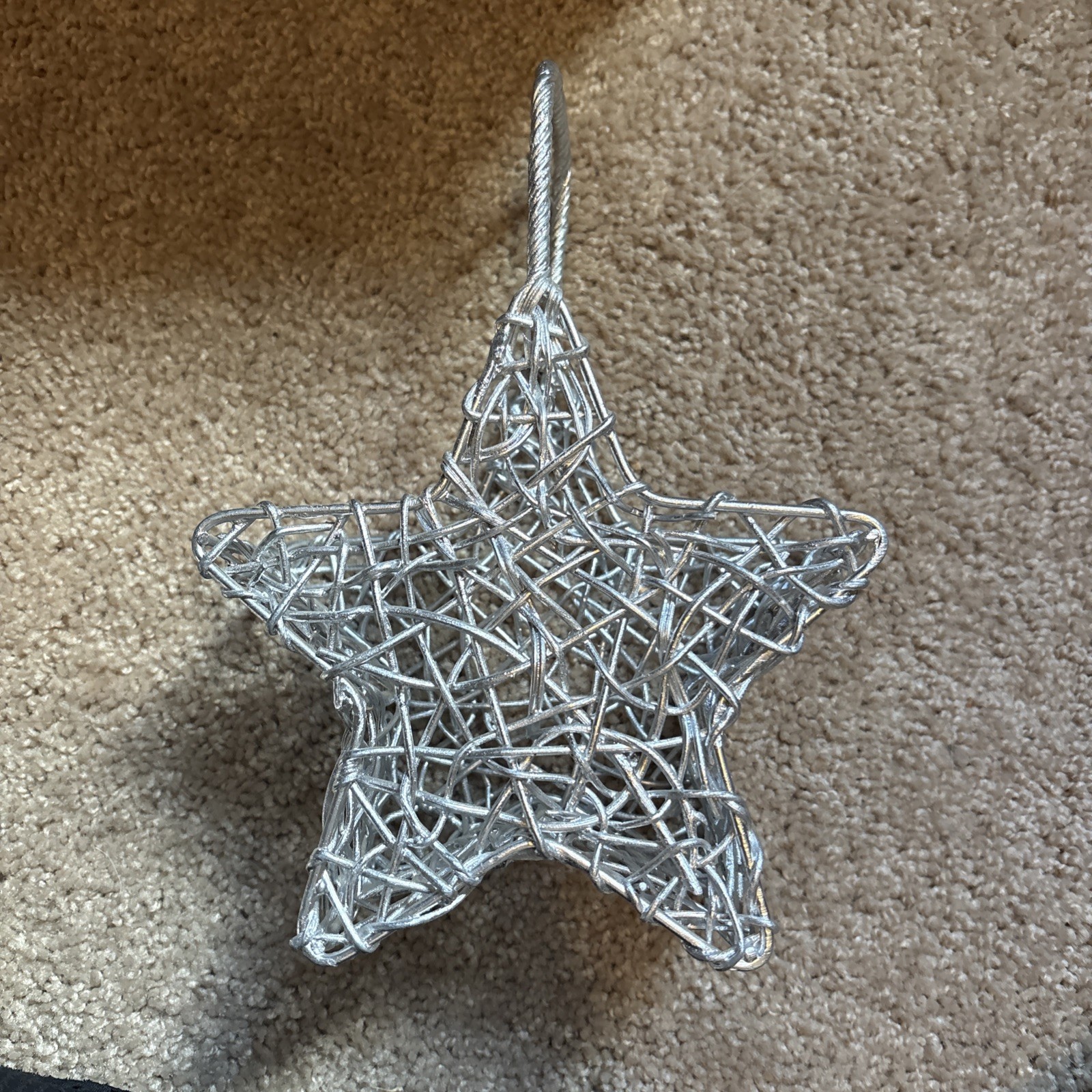 Silver star weaved wicker basket either handle 7x7