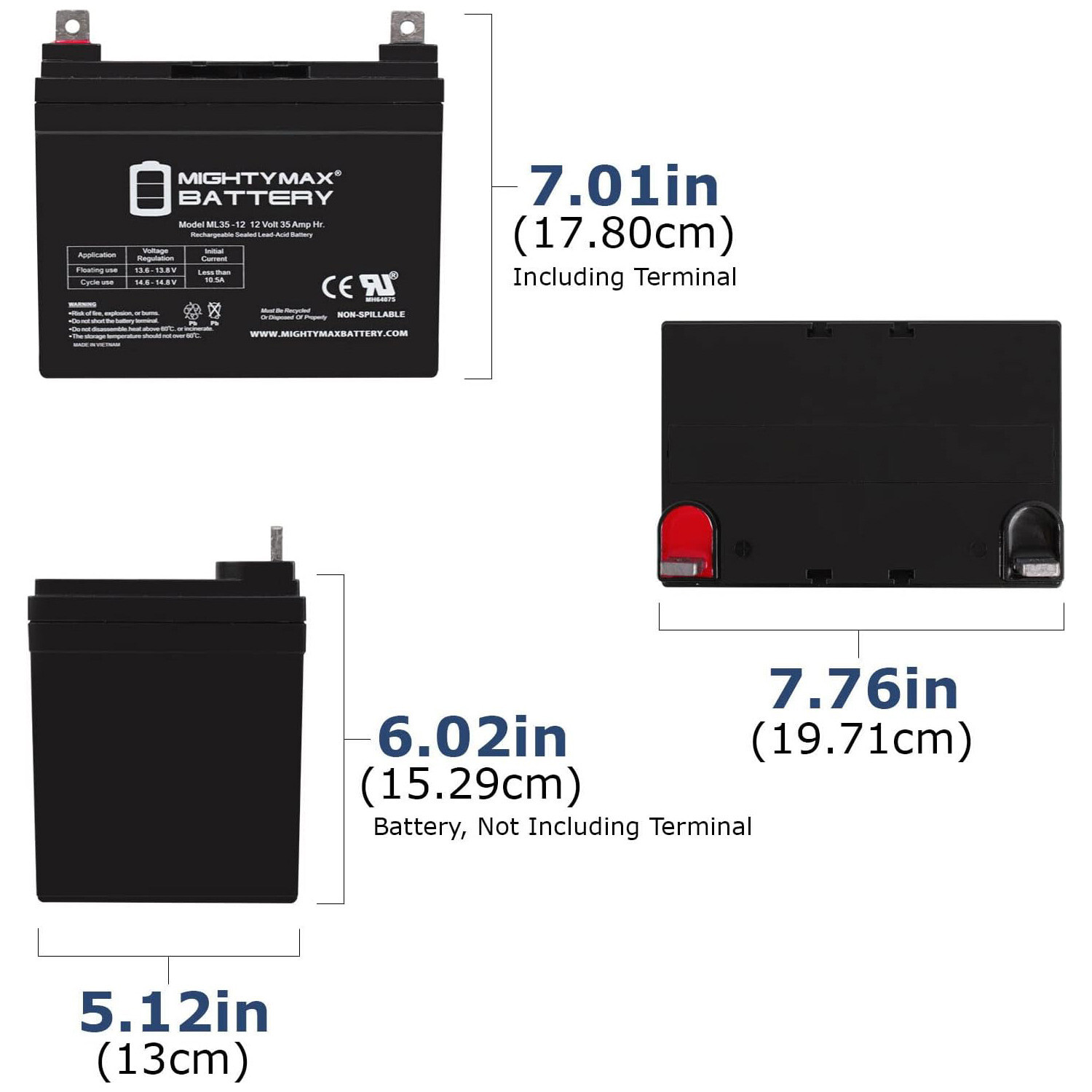 Mighty Max 12V 35Ah Battery Replacement for Pride Jazzy Select 6 Ultra - 2 Pack