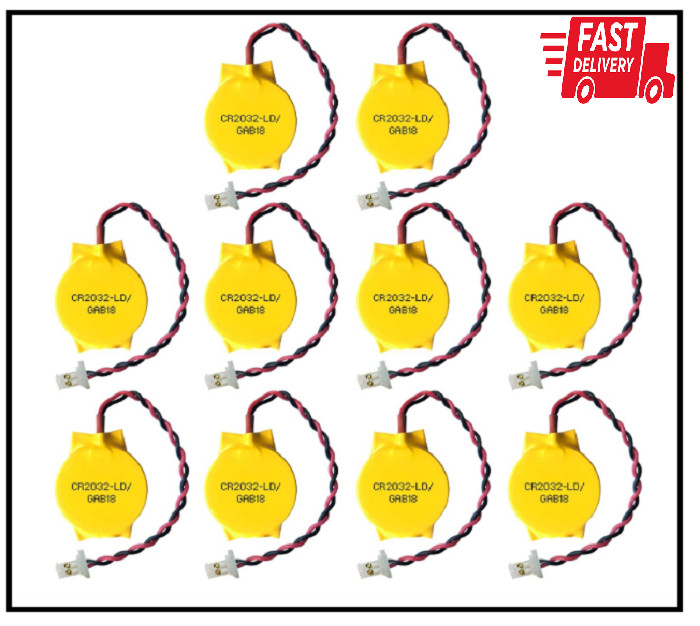 EEMB 10PACK 3V CR2032 CMOS Battery with Wire Leads and MOLEX Connector Computer