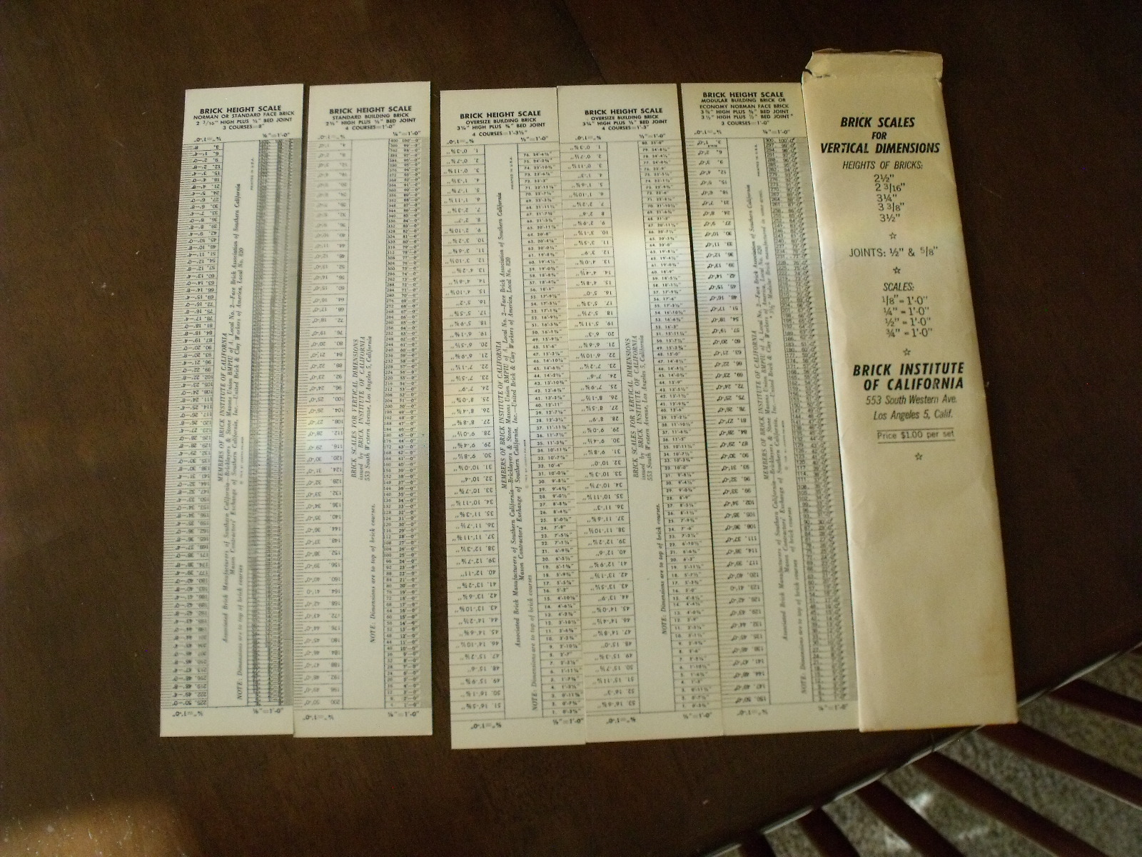 Vintage Palmer's Brick Height Scales for Vertical Dimensions - 1962