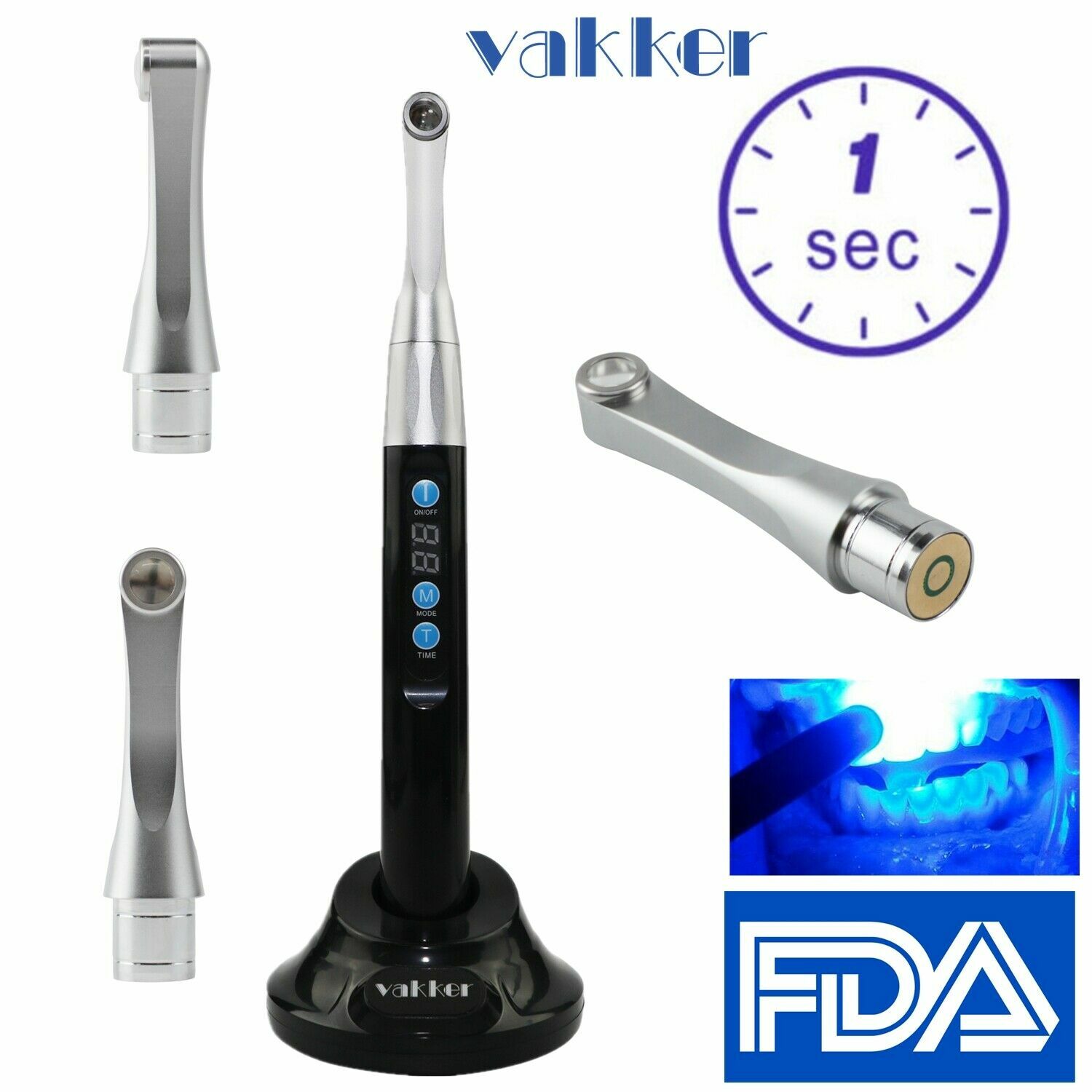VAKKER Wireless Dental iLed II Curing Light 1 Second Cure Lamp Broad Spectrum