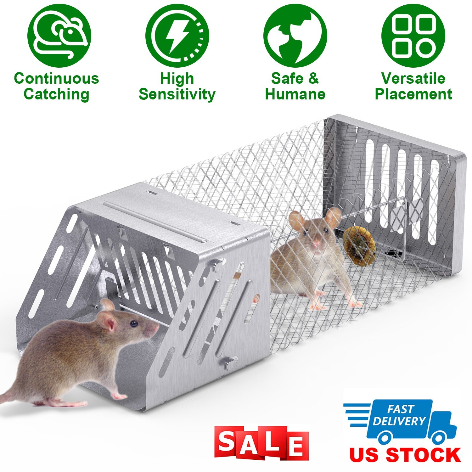 Live Humane Mouse Rat Trap Chipmunk Rodent Trap Catch Cage Portable Cage