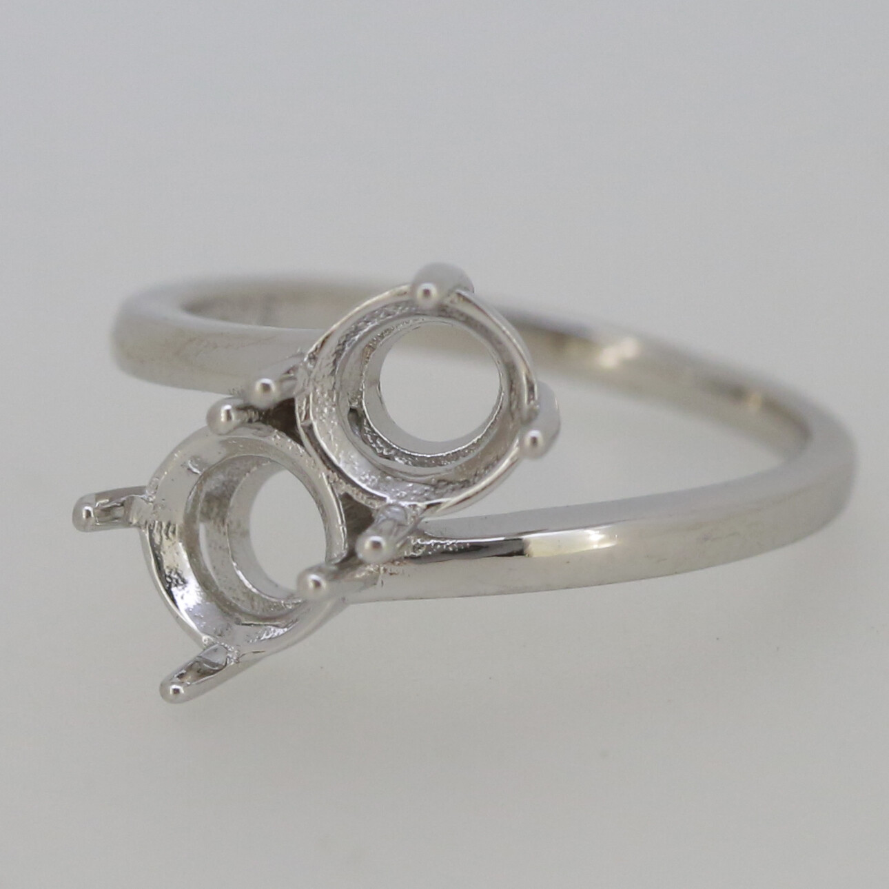 Sterling Silver Semi Mount Ring Setting Round RD 6x6mm Twin Stone