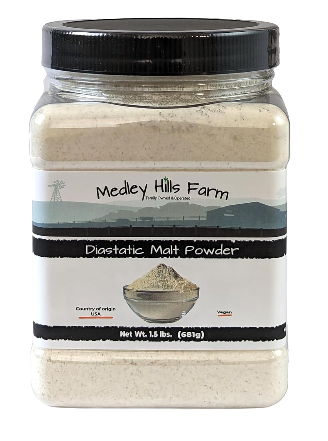 Diastatic Malt Powder by Medley hills farm 1.5 Lbs. in Reusable Container -...