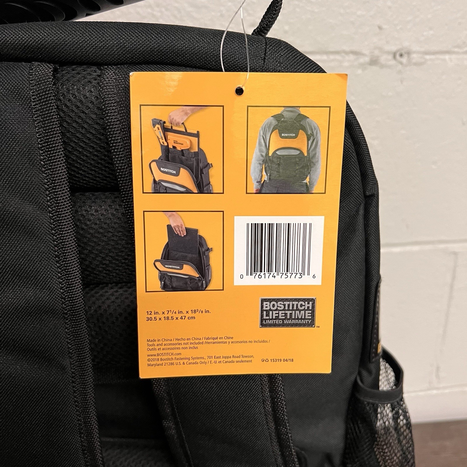 Bostitch Tool Storage Backpack Tote Bag Mechanic Construction Tool Bag