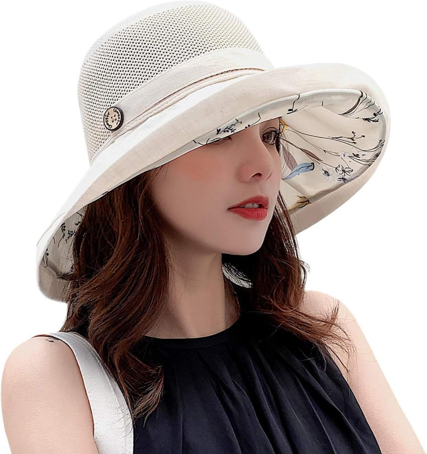 Mesh-Sun-Hats Women's-Foldable-Fishing-Hat Wide-Brim Summer Outdoor UV-Protectio