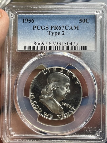 1956 Cameo Proof Franklin Half Dollar Type 2 PCGS PR67 CAM