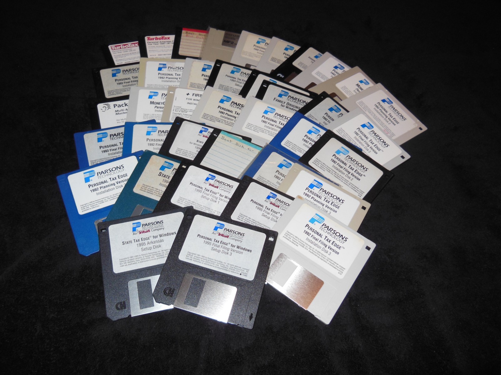 Vintage 90s Software Floppy Disk 3.5" Lot of 38 - Parsons, Turbo Tax, and More