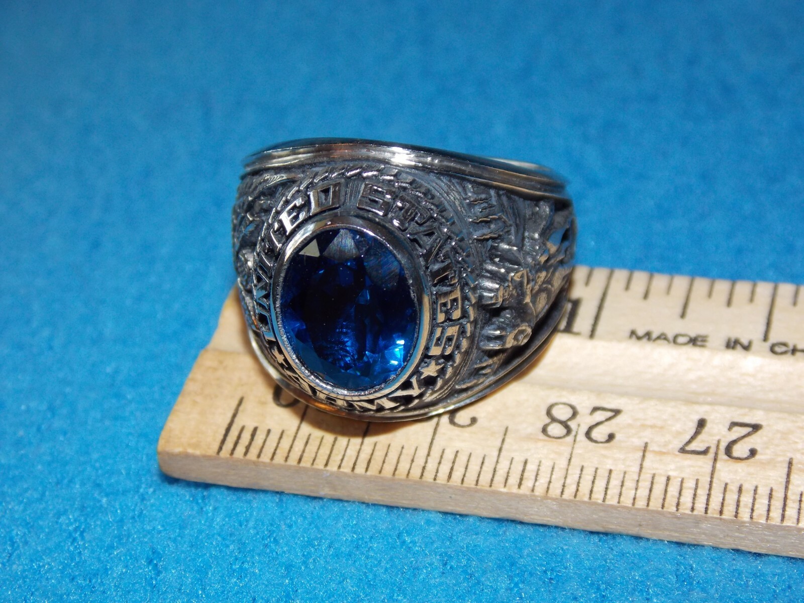 VINTAGE - CALVERY U.S. Army MEN'S BLUE Stone Ring Size 8 - NOS - ALPHA
