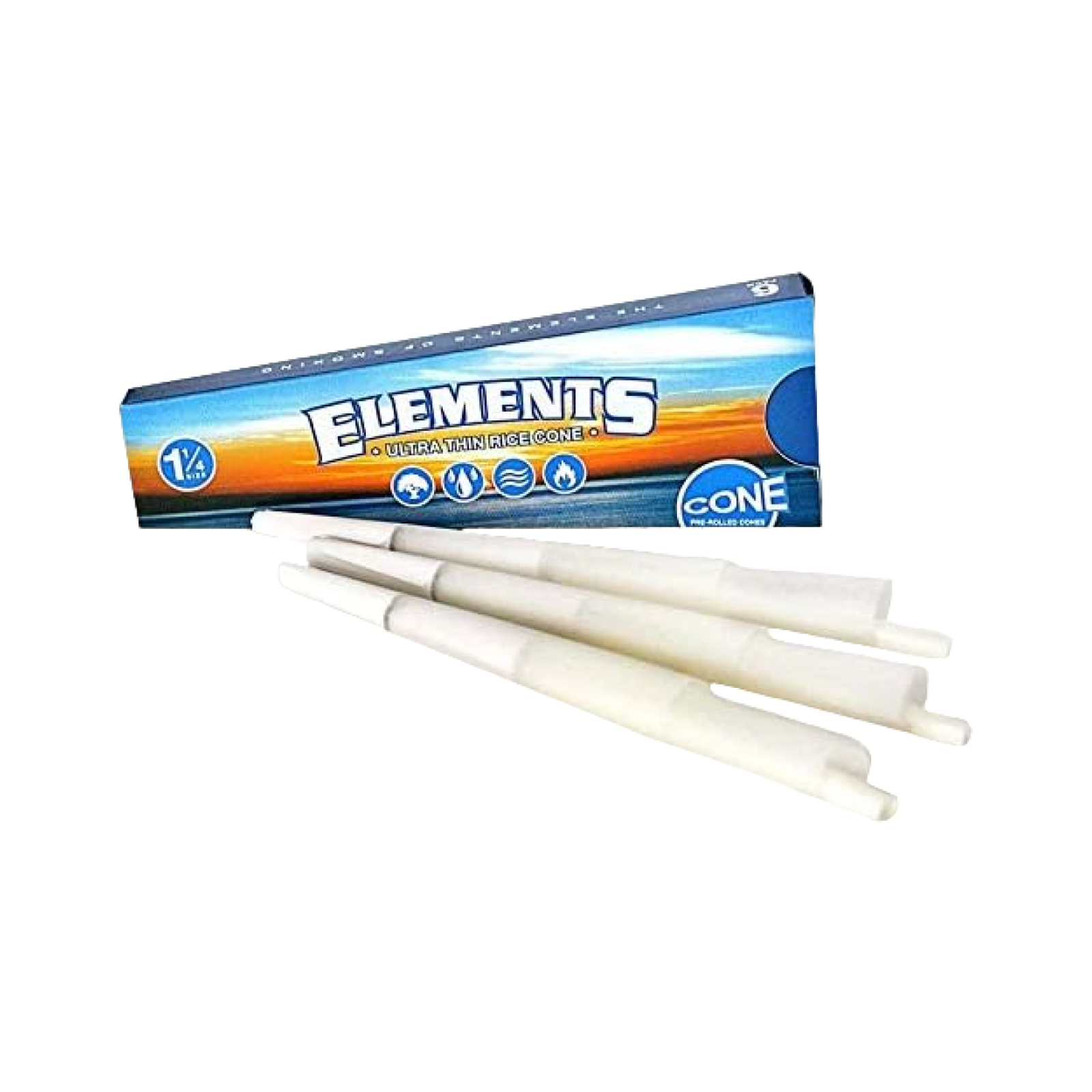 Elements Ultra Thin Rice Rolling Papers -11/4 Size Pre Rolled Cones (6CT)-30pk