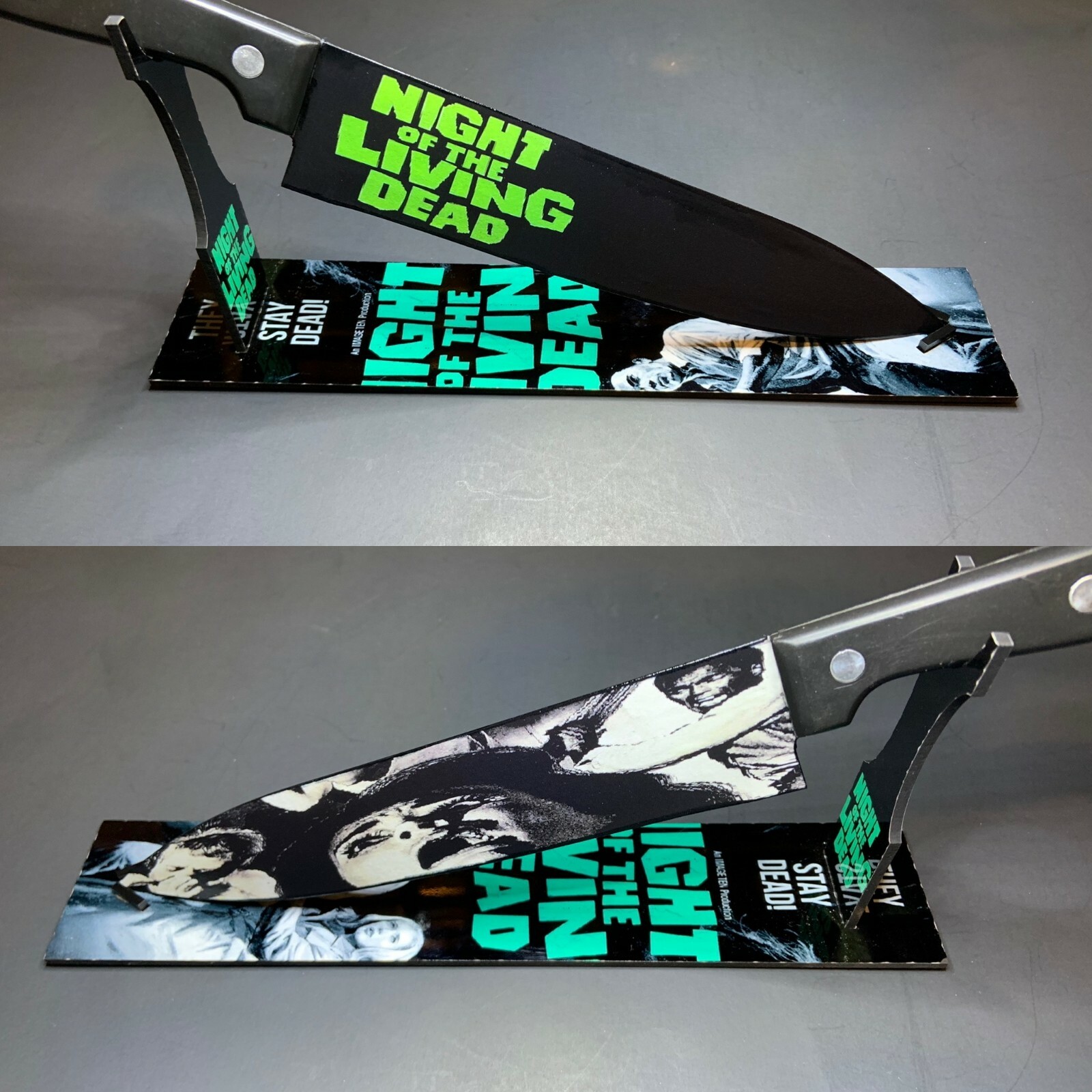 Night of the Living Dead 1968 Romero Kitchen Knife with Sublimated Stand
