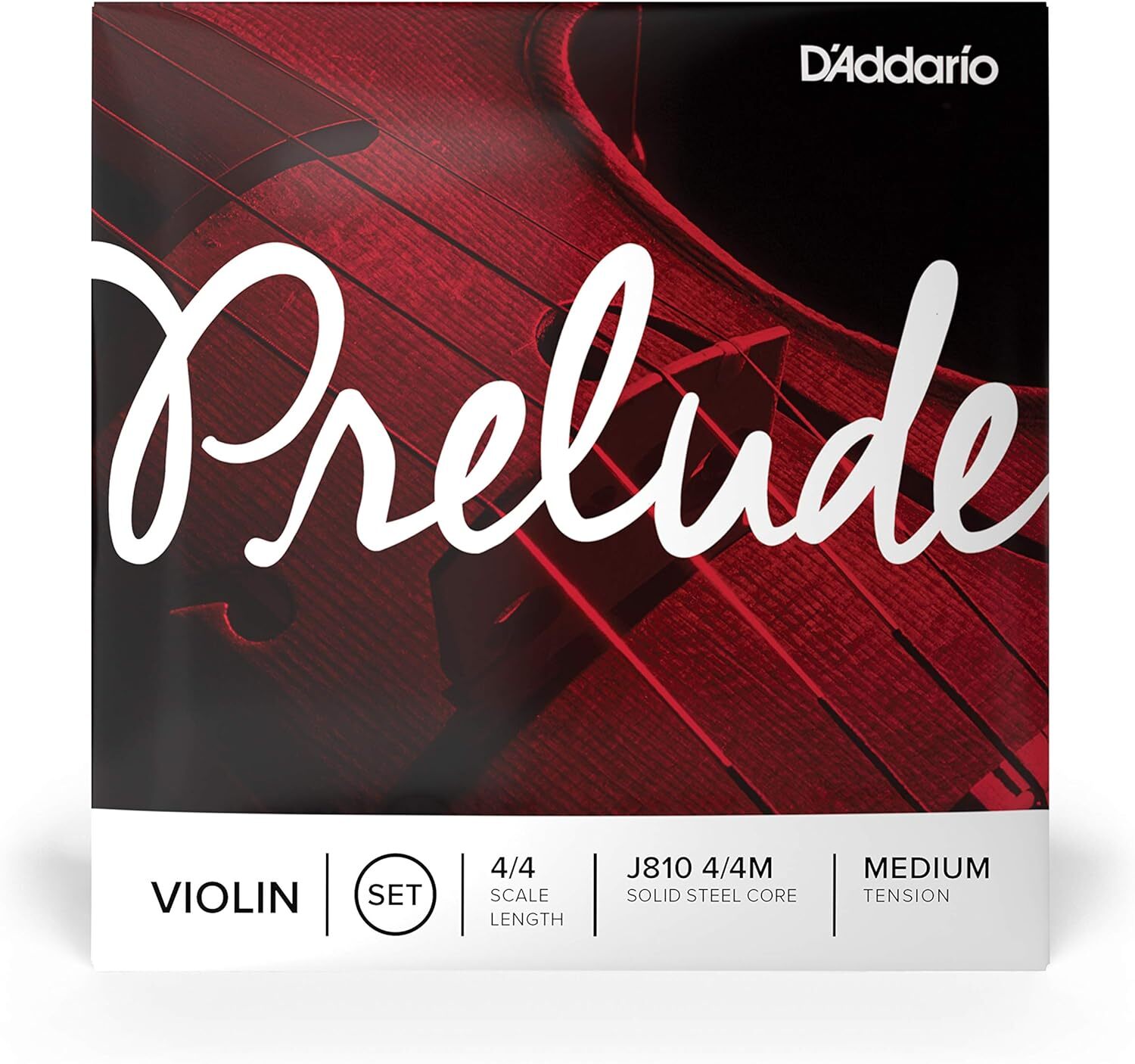 D'Addario J810 4/4M Prelude Violin String Set, 4/4 Scale, Medium Tension