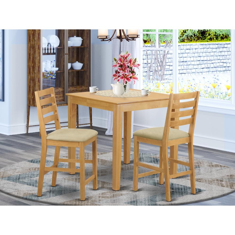 PBCF3-OAK-C 3 Pc counter height pub set - Table and 2 counter height Chairs.