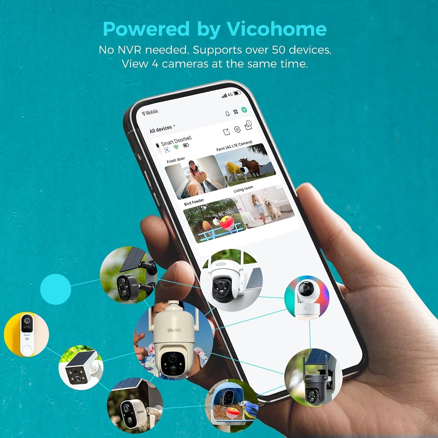 Vicohome 2K Solar Security Camera - 3MP Wireless Outdoor, Battery Powered, Co...