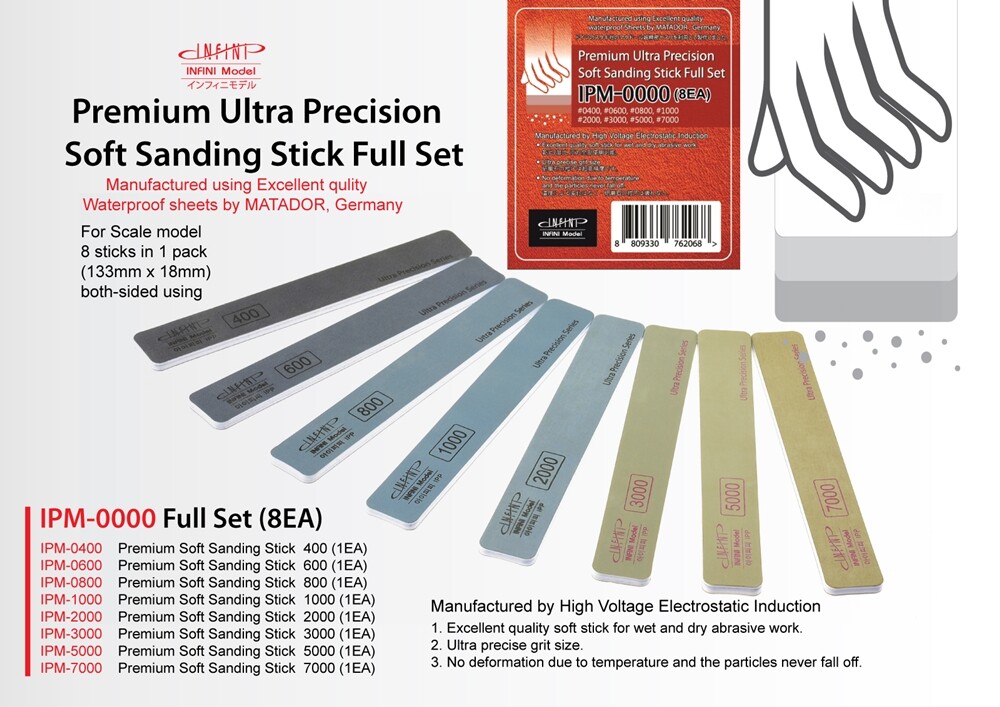 Infini Model Premium Ultra Precision Soft Sanding Stick (4pcs) - US