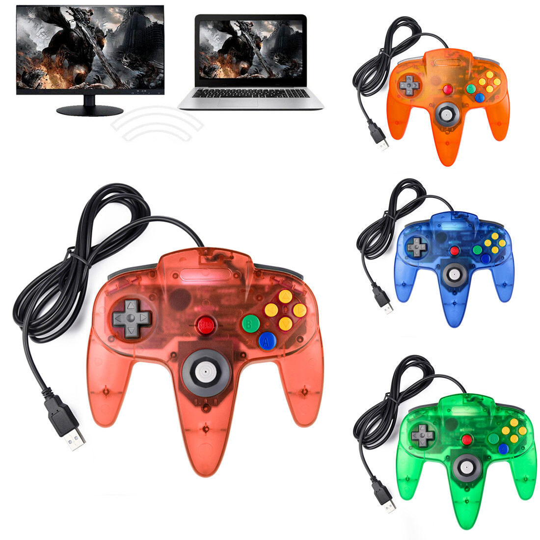 USB NINTENDO 64 N64 GAMES CLASSIC GAMEPAD CONTROLLERS FOR USB TO PC / MAC