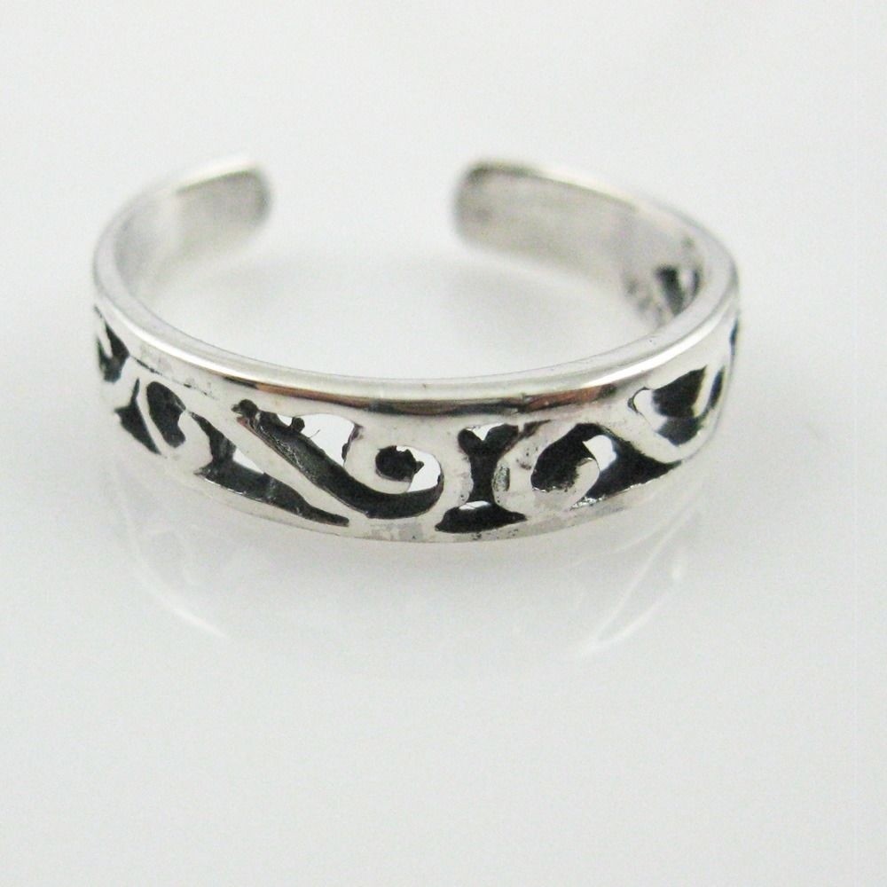 925 Sterling Silver Toe Ring - Simple Paisley Toe Ring -Adjustable Toe Ring