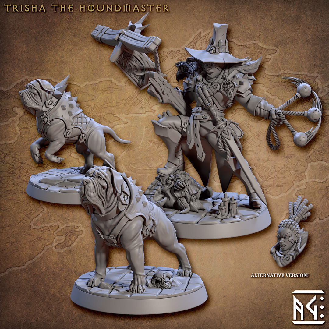 Hound Master + Hounds - ALTERNATE - Artisan Guild - Fantasy D&D Miniature