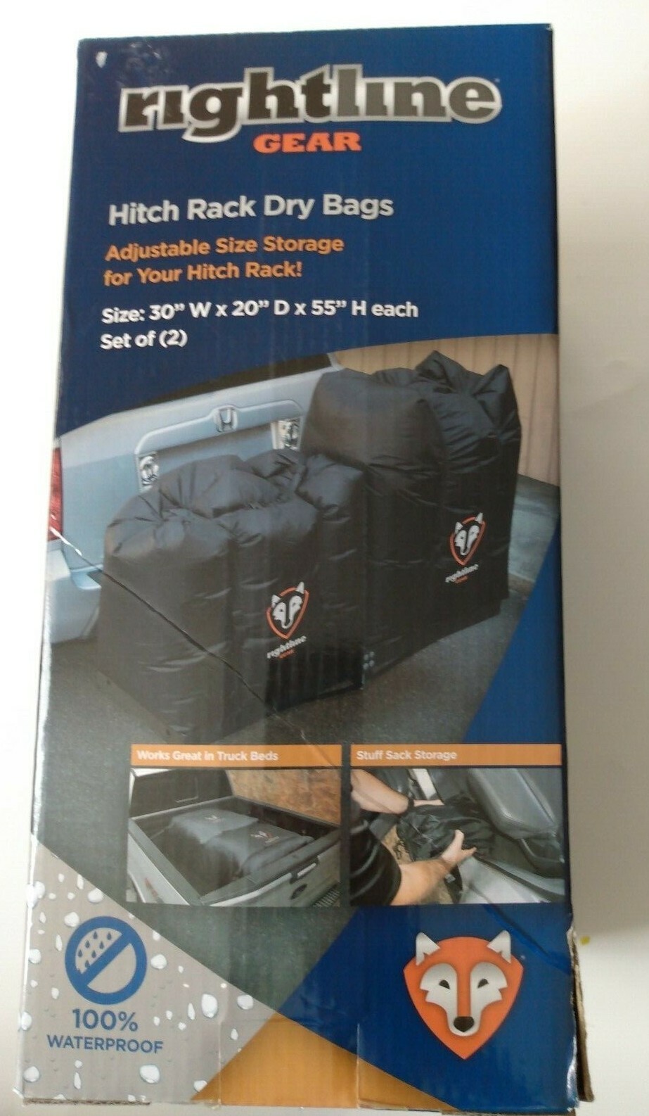 Rightline Gear Waterproof Hitch Rack Dry Bags Adjustable Set of 2 NEW