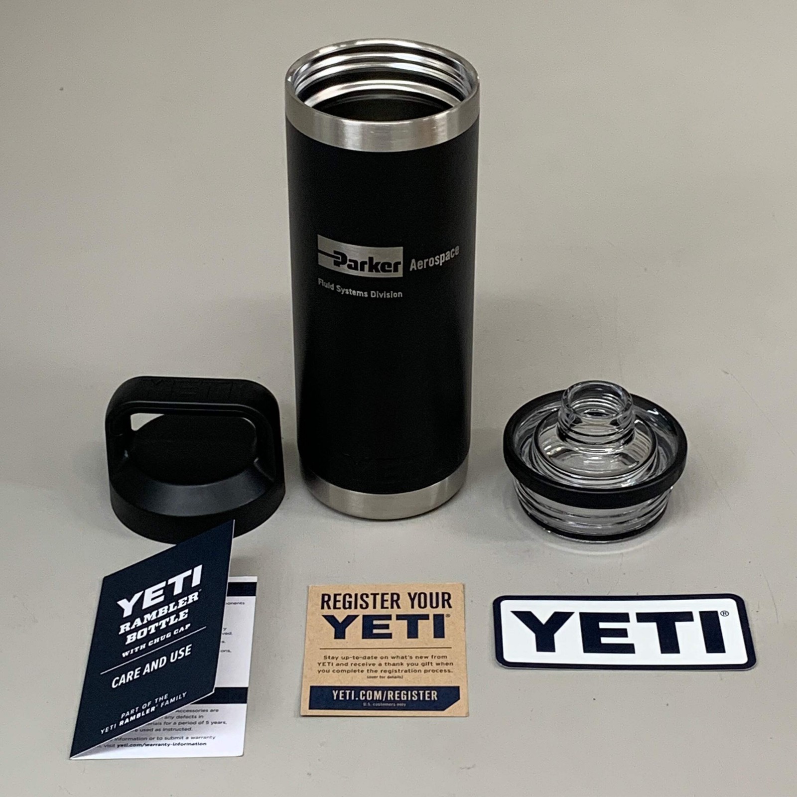 YETI Rambler Leak Proof, 18oz Black Tumbler w/ "Parker Aerospace"GS9501-1