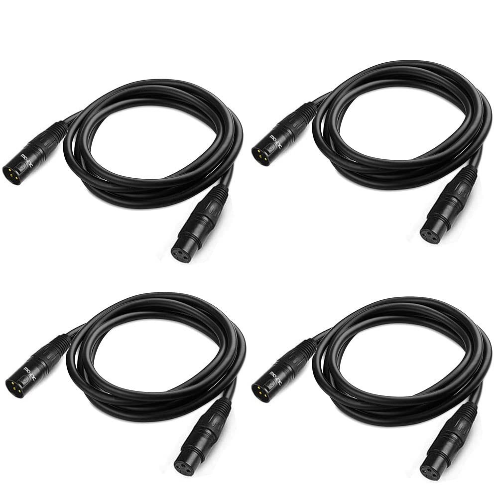 6ft DMX Cable Gold Plated 3 Pin XLR Male to Female for Stage Lighting 4 Pack