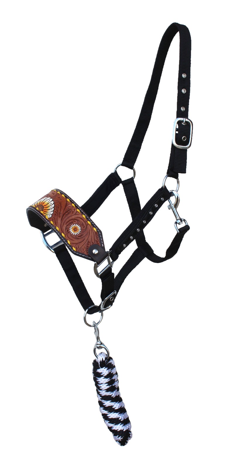 Horse Noseband Tack Bronc Leather HALTER Tiedown Lead Rope  280HR38 280HR38