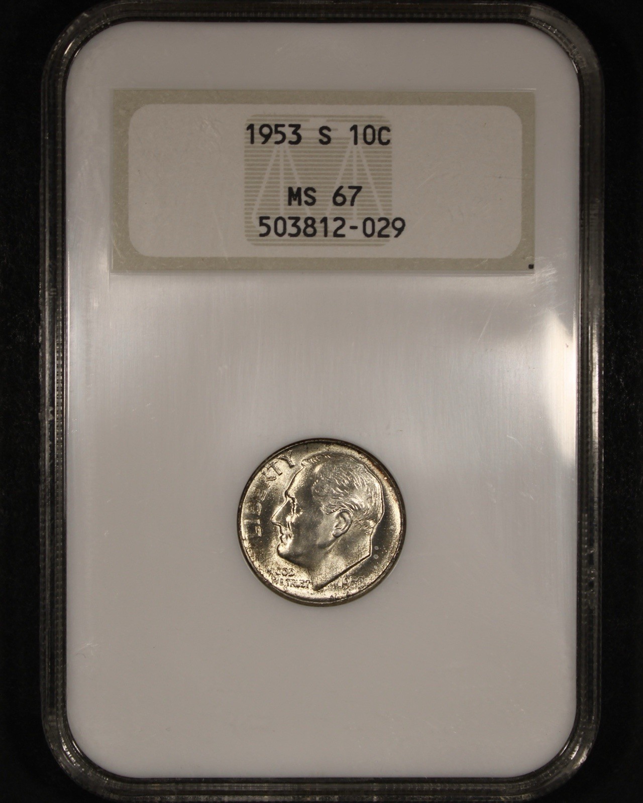 1953-S Roosevelt Dime - 10c NGC MS67 - Old NGC Fatty Holder!