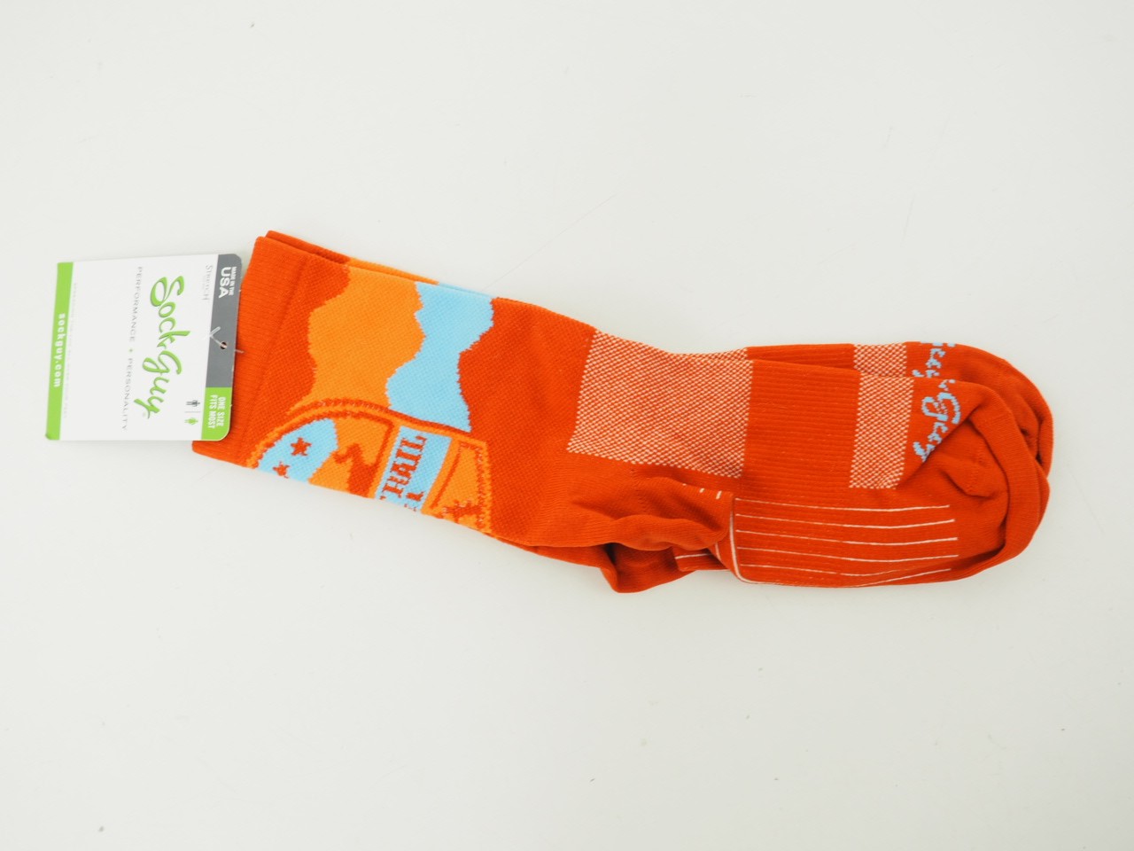 NEW! Sock Guy Oregon Trail Gravel Cycling Socks One Size Fits Most Orange / Blue