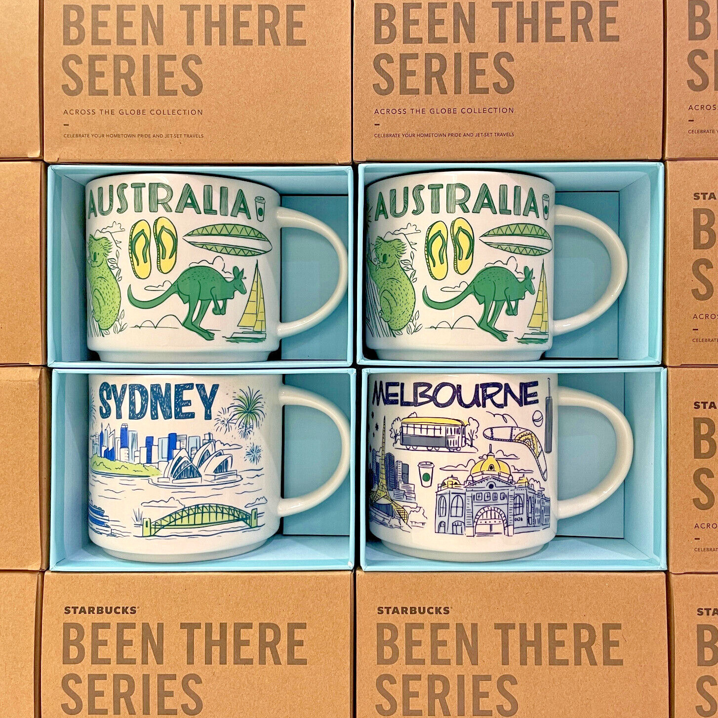 Starbucks Australia and New Zealand Mugs Been There Series 14oz New in box