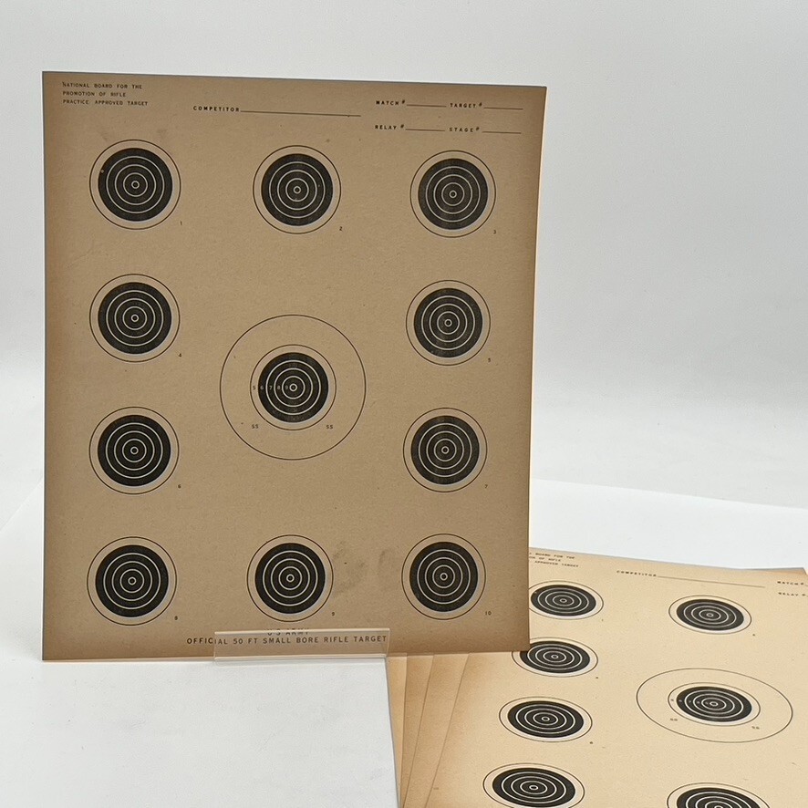 Vintage U.S. Army Official 50ft Small Bore Rifle Target Set of 5 Paper Practice