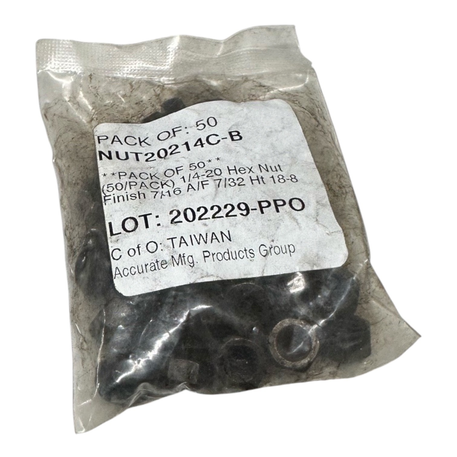 New AMPG NUT20214C-B, 1/4-20 Hex Nut (QTY OF 50 PCS) 🔥Fast Shipping🔥